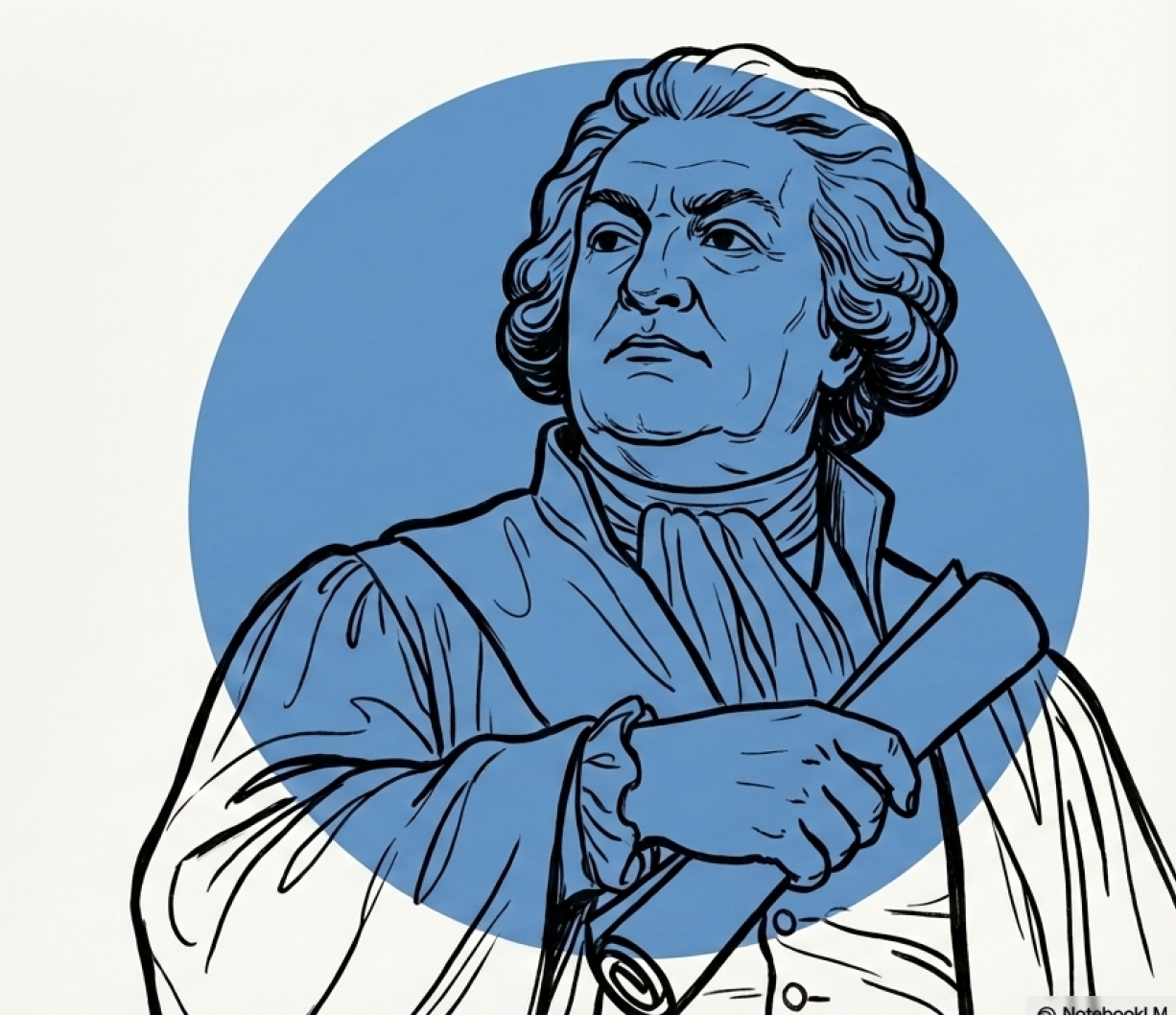 Mirabeau — illustration line art encre noire sur fond bleu